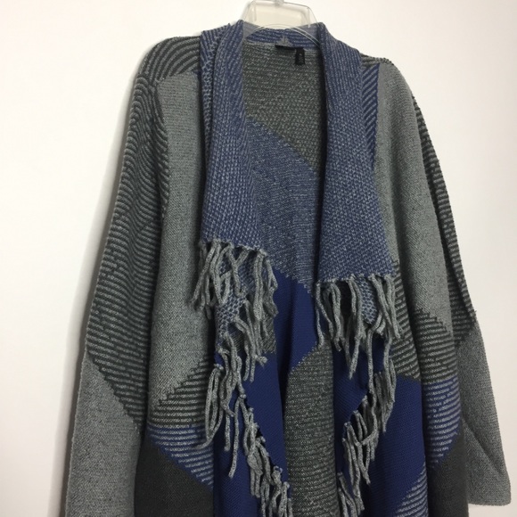 Rafaella Colorblock Fringe Open Front Cardigan 3X - Picture 6 of 8